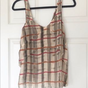 Madewell Plaid Silk Chiffon Tank (Sz XS)